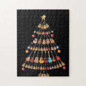 Happy Kerstmis|Ukulele Instrument kerstboom Legpuzzel (Verticaal)