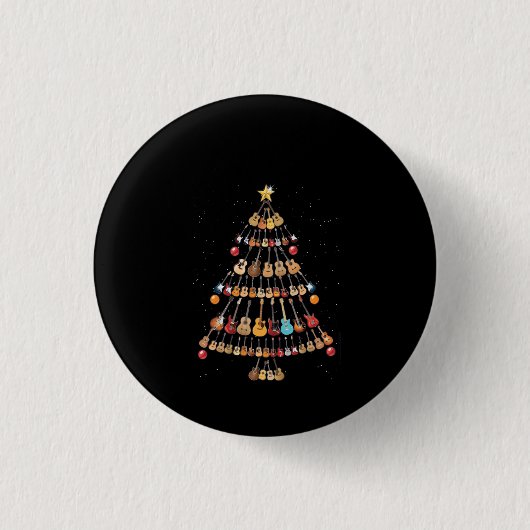 Happy Kerstmis|Ukulele Instrument kerstboom Ronde Button 3,2 Cm (Voorkant)