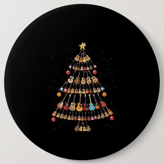 Happy Kerstmis|Ukulele Instrument kerstboom Ronde Button 6,0 Cm (Voorkant)