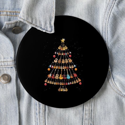 Happy Kerstmis|Ukulele Instrument kerstboom Ronde Button 6,0 Cm (In situ)