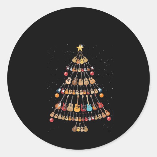 Happy Kerstmis|Ukulele Instrument kerstboom Ronde Sticker (Voorkant)