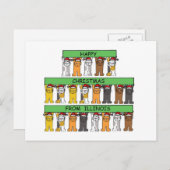 Happy Kerstmis van Illinois Cartoon Cats Feestdagenkaart (Voorkant / Achterkant)