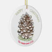Happy Kerstpine Cone op maat Keramisch Ornament (Rechts)