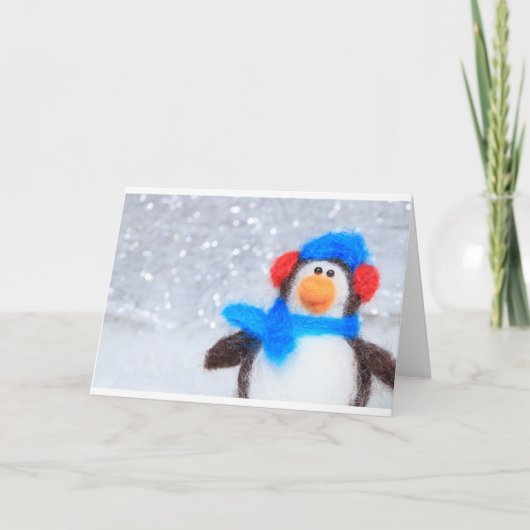 Happy Kerstpinguin Feestdagen Kaart (Voorkant)