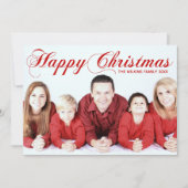 Happy KerstRed Elegant Cursive Script Foto Feestdagenkaart (Voorkant)