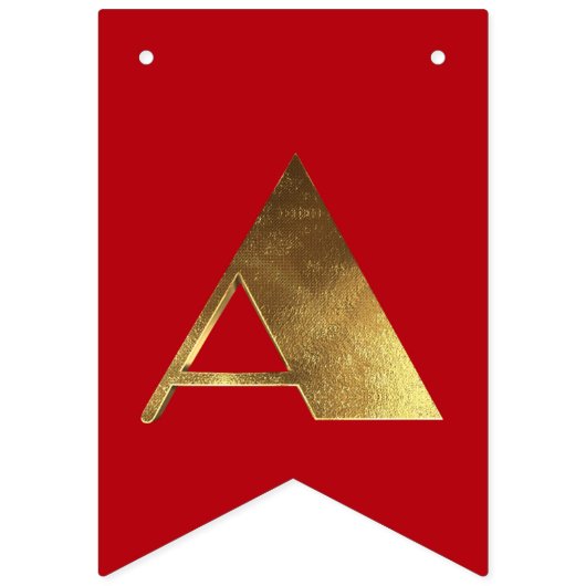 Happy KerstRed Green Golden Text Typografie Vlaggetjes (Derde vlag)