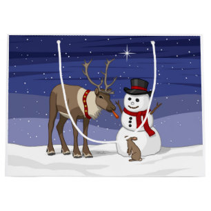 Happy Kerstsnowman en Cute Reindeer Groot Cadeauzakje