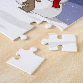 Happy Kerstsnowman en Cute Reindeer Legpuzzel (Zijkant)
