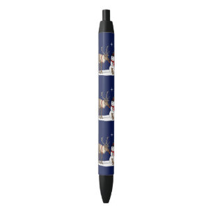 Happy Kerstsnowman en Cute Reindeer Zwarte Inkt Pen