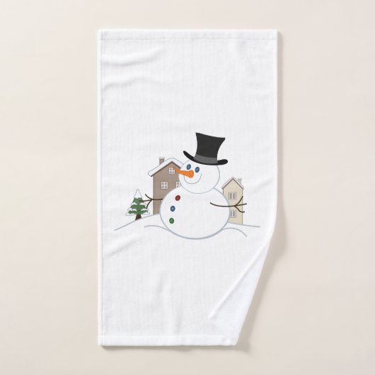 Happy Kerstsnowman Illustratie Bad Handdoek (Handdoek)