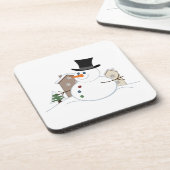 Happy Kerstsnowman Illustratie Bier Onderzetter (Linkerzijde)