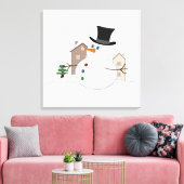 Happy Kerstsnowman Illustratie Canvas Afdruk (Insitu (Woonkamer))