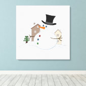 Happy Kerstsnowman Illustratie Canvas Afdruk (Insitu (Houten vloer))