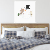 Happy Kerstsnowman Illustratie Canvas Afdruk (Insitu (Slaapkamer))