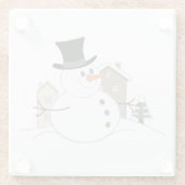 Happy Kerstsnowman Illustratie Glazen Onderzetter (Achterkant)