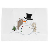 Happy Kerstsnowman Illustratie Groot Cadeauzakje (Achterkant)