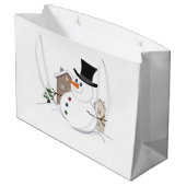 Happy Kerstsnowman Illustratie Groot Cadeauzakje (Achterkant Gekanteld)