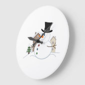 Happy Kerstsnowman Illustratie Grote Klok (Hoek)