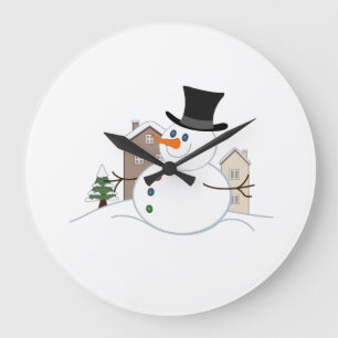 Happy Kerstsnowman Illustratie Grote Klok