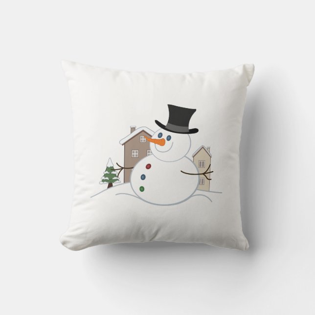 Happy Kerstsnowman Illustratie Kussen (Voorkant)