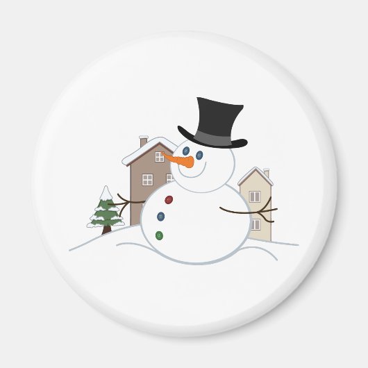 Happy Kerstsnowman Illustratie Magneet (Voorkant)