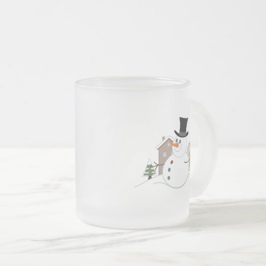 Happy Kerstsnowman Illustratie Matglas Koffiemok (Voorkant rechts)