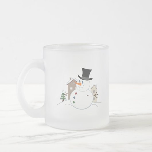 Happy Kerstsnowman Illustratie Matglas Koffiemok (Links)