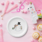 Happy Kerstsnowman Illustratie Papieren Bordje (Feest)