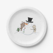 Happy Kerstsnowman Illustratie Papieren Bordje (Voorkant)