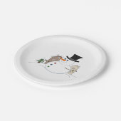 Happy Kerstsnowman Illustratie Papieren Bordje (Gekanteld)