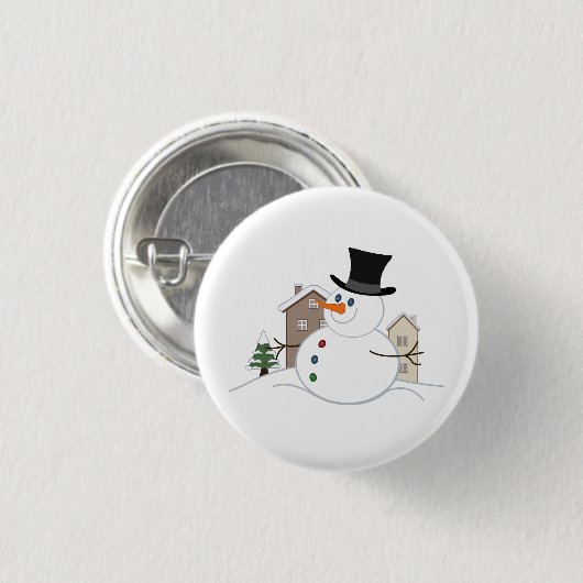 Happy Kerstsnowman Illustratie Ronde Button 3,2 Cm (Voorkant /achterkant)