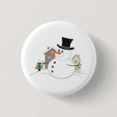 Happy Kerstsnowman Illustratie Ronde Button 3,2 Cm (Voorkant)