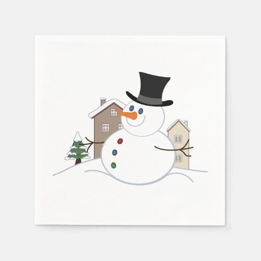 Happy Kerstsnowman Illustratie Servet (Voorkant)