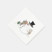 Happy Kerstsnowman Illustratie Servet (Hoek)