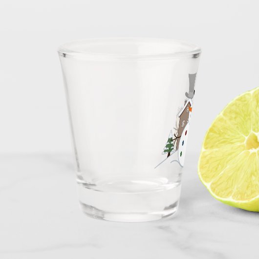 Happy Kerstsnowman Illustratie Shot Glas (Links)