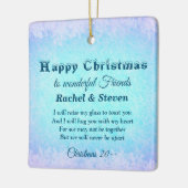 Happy kerstvrienden keramische sieremens op afstan keramisch ornament (Links)