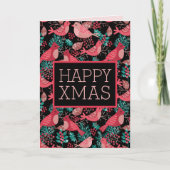 Happy KerstWinter Red Bird Berries Feestdagen Kaart (Voorkant)