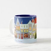 Happy KerstWinter & Snowman Tweekleurige Koffiemok (Voorkant links)