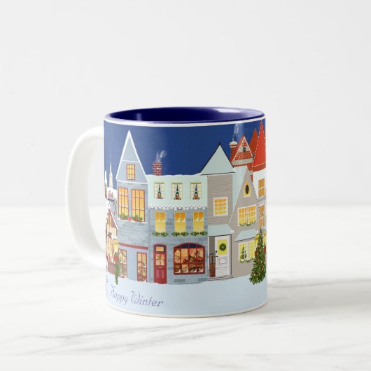 Happy KerstWinter & Snowman Tweekleurige Koffiemok (Voorkant links)