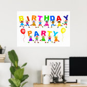 Happy Kids Birthday Party Celebration Announance Poster (Thuiskantoor)