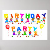 Happy Kids Birthday Party Celebration Announance Poster (Voorkant)