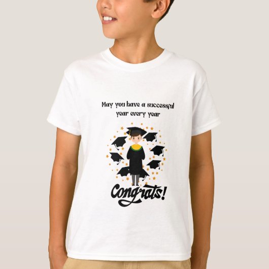 Happy Kids Graduation Silhouette with Bright Vibes T-shirt (Voorkant)