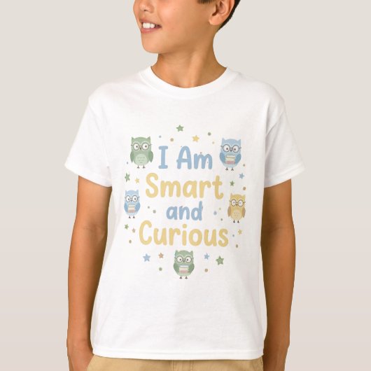Happy Kids Learning Affirmation Smart Curious T-shirt (Voorkant)