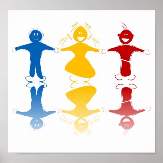 Happy Kids Silhouettes Poster (Voorkant)