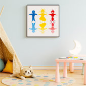 Happy Kids Silhouettes Poster