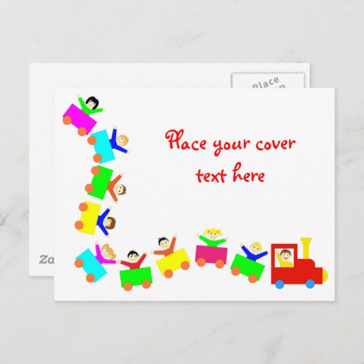 Happy Kids Train Briefkaart (Voorkant / Achterkant)