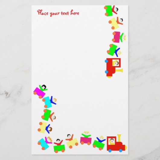 Happy Kids Train Briefpapier (Voorkant)