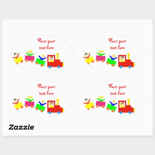 Happy Kids Train Ovale Sticker (Vel)