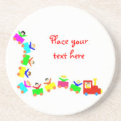 Happy Kids Train Zandsteen Onderzetter (Voorkant)