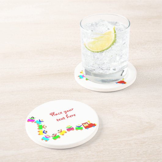 Happy Kids Train Zandsteen Onderzetter (Zijkant)